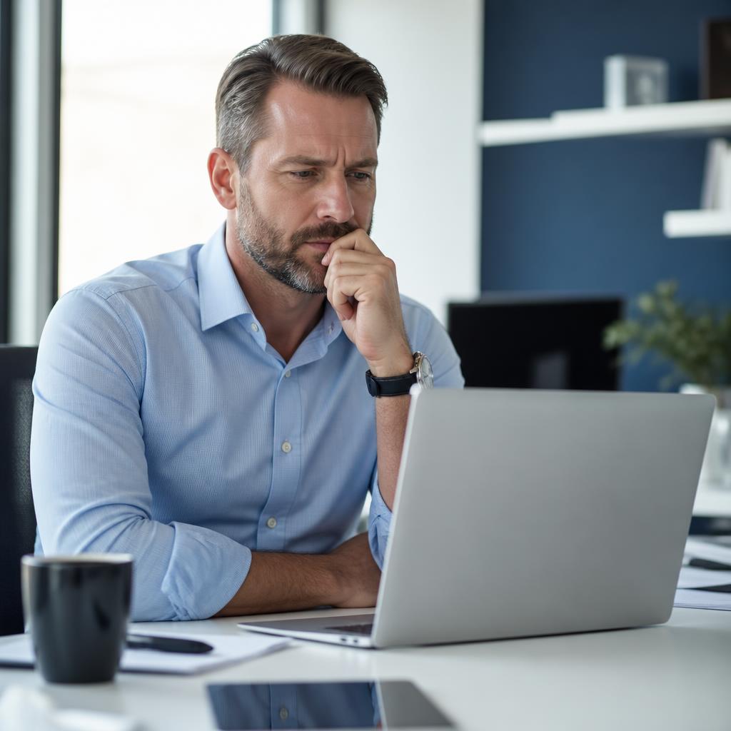 Sales leader reviewing an empty pipeline on a laptop